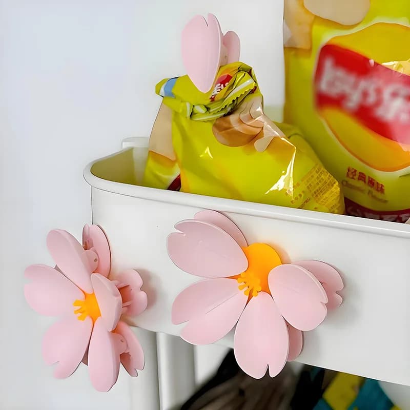 Sakura Magnetic Fridge Magnet Seal Clip, Petal Sealing Clip, Magnetic Fridge Sticker, Snack Clip, Flower Decoration - 5