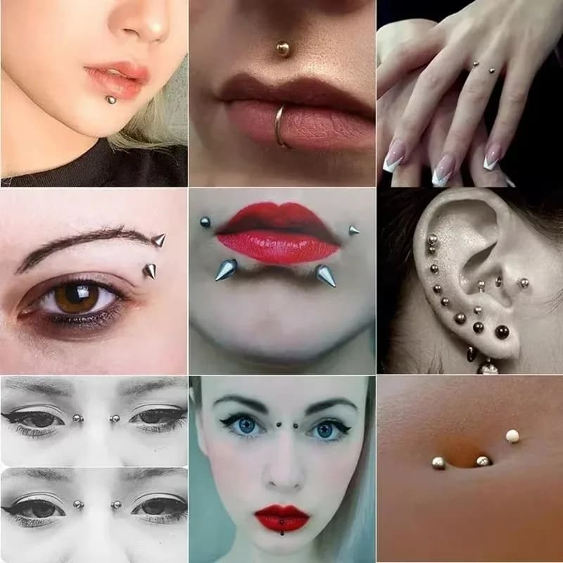 180pcs Non Piercing Lip Nails Sticker Selfadhesive Waterproof Reusable Fake Lip Nail Eyebrow Nose Ring Body Belly Button Jewelry - 5