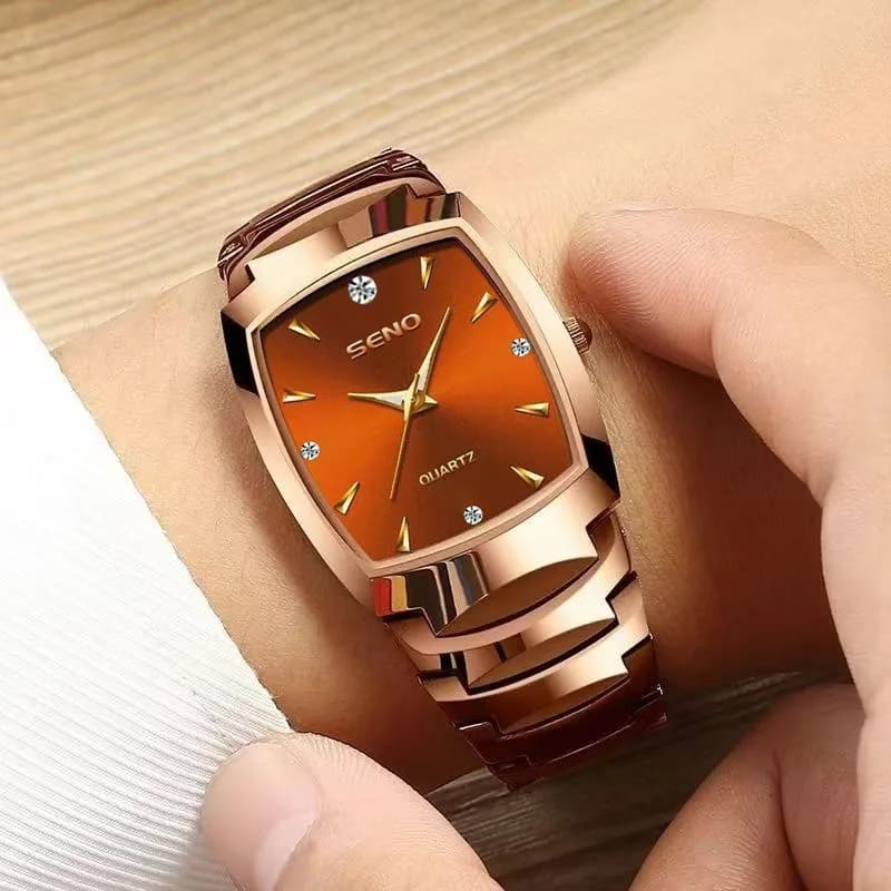 ساعة فاخرة للرجال، ساعة يد كوارتز مربعة كلاسيكية، فولاذ مقاوم للصدأ، مضيئة، مقاومة للماء، هدية - 2