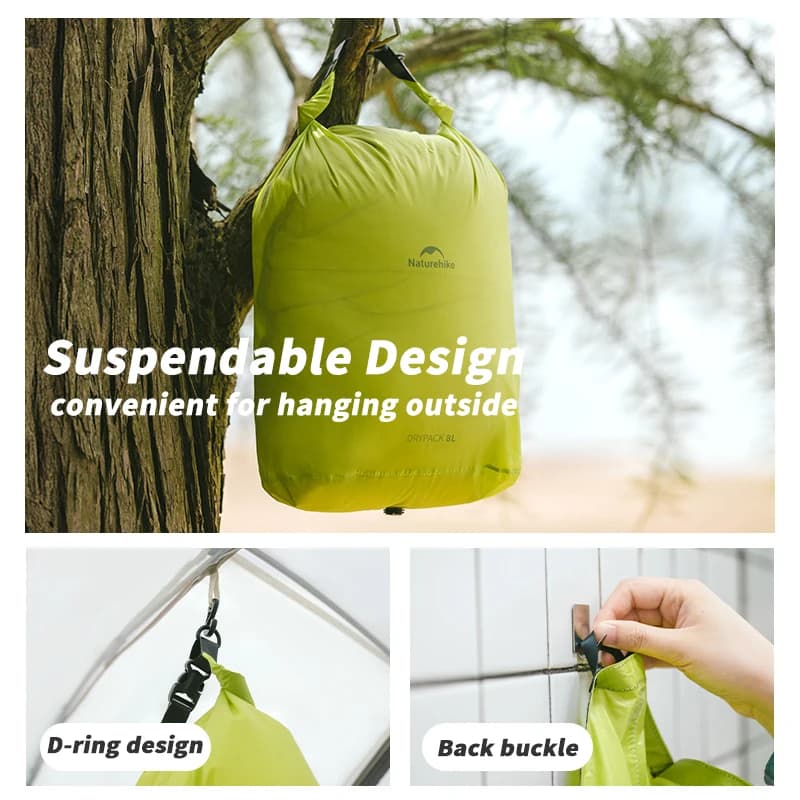 حقيبة ضغط Naturehike سعة 2 لتر/4 لتر/8 لتر، حقيبة جافة مضادة للماء للسباحة، حقيبة جافة صغيرة وخفيفة الوزن للتجديف والصيد وركوب الطوافات - 4