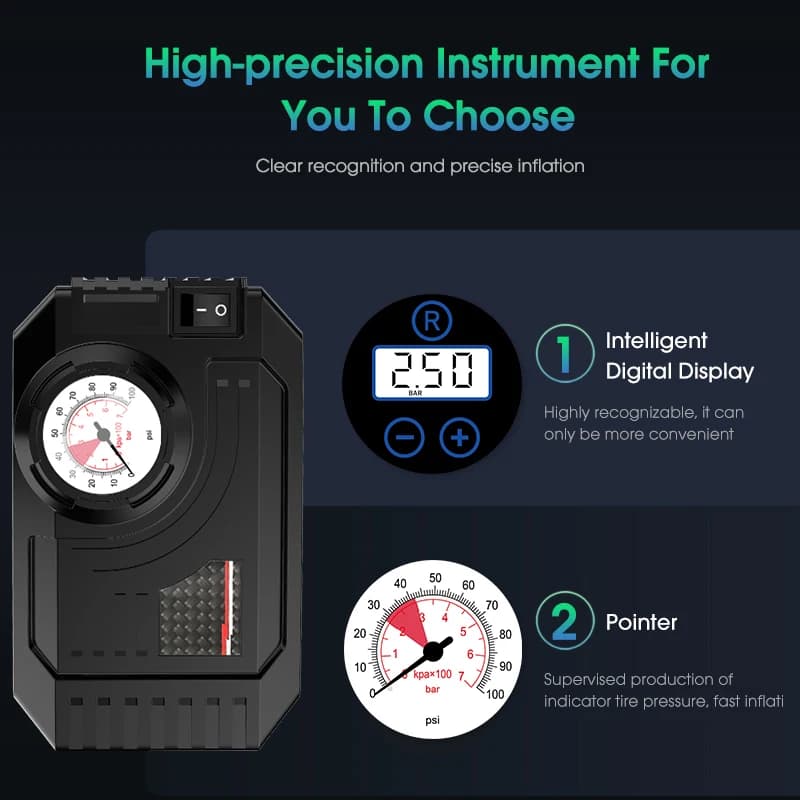 CARSUN Mini Air Pump Tire Inflator Portable Compressor Digital Wired Car Tyre Inflator For Bicycle Balls - 4