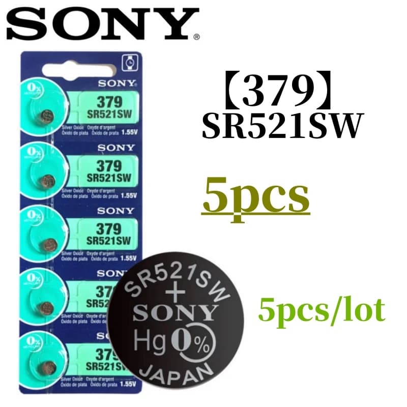 5 قطع بطارية SONY الأصلية SR 521 LR521 AG0 بطاريات SR521SW 379A 379 179 SR63 1.5V