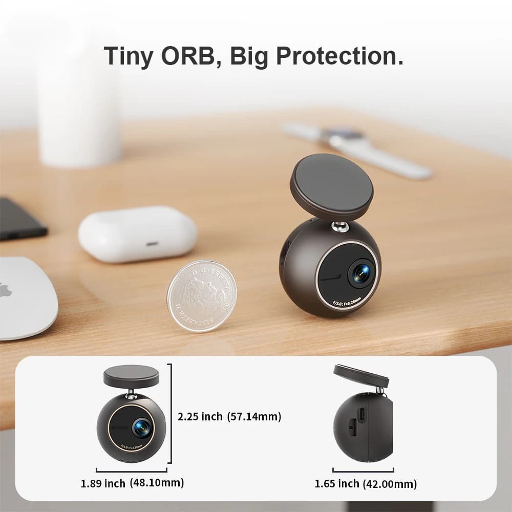 Dash Cam KAWA MINI ORB Tiny Video Recorder 2K Car DVR,Voice Control Car Camera,360° Rotate,180° Video Flip AUTO Dash Camera - 4