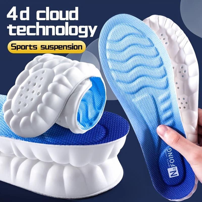 Latex Sport Insoles Soft High Elasticity Shoe Pads Breathable Shock Absorption Cushion Running Insert Men Women
