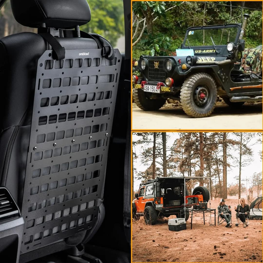 Car Seat Back Tactical Molle Panel Multifunctional Adjustable Seat Mesh Storage Organizer Tactical Vehicle Storage Hanging Plate - 3