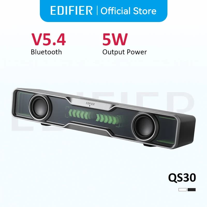 سماعة إديفاير لسطح المكتب QS30 ساوند بار سلكية USB-A مع بلوتوث 5.4 وميكروفون مدمج وتأثيرات ضوئية للكمبيوتر المحمول