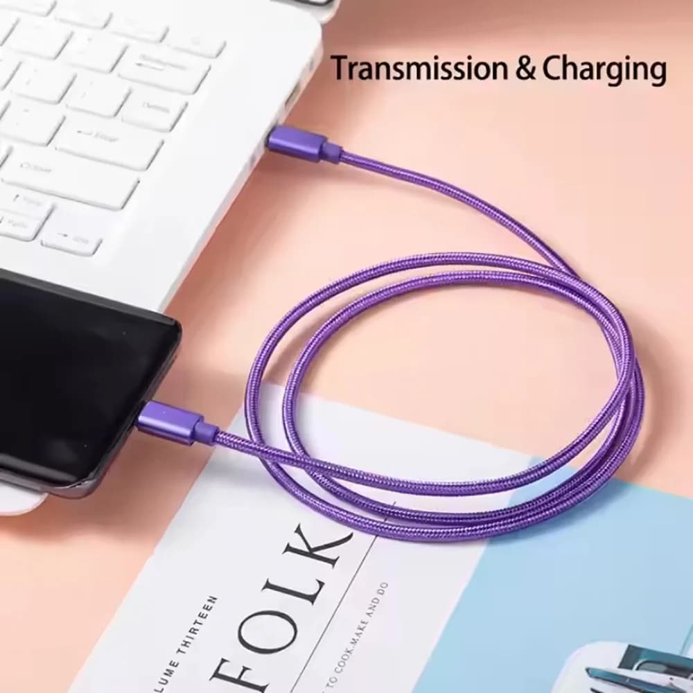 66 واط نايلون مضفر USB C إلى نوع C كابل شحن سريع 5A شحن سريع TypeC إلى Type-C PD شاحن بيانات الحبل 1 متر 2 متر 3 متر خط محول - 4