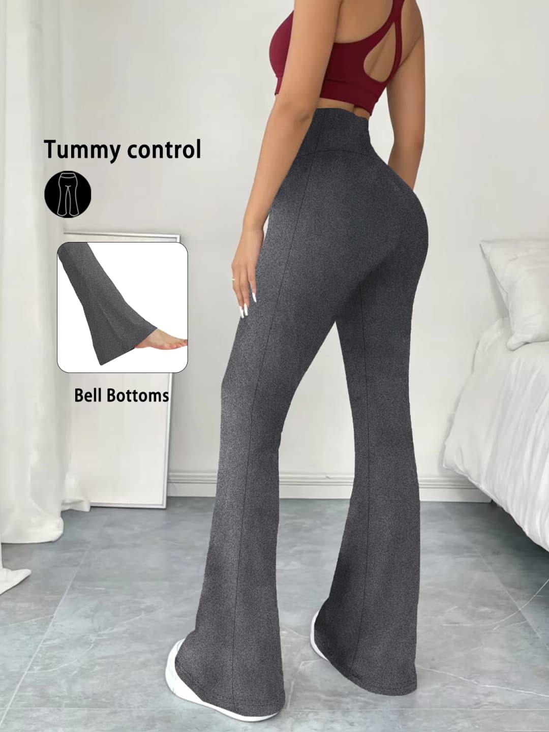 Women's Super Soft Flare Pants High Waisted Tummy Control Workout Yoga Leggings Bell Bottoms