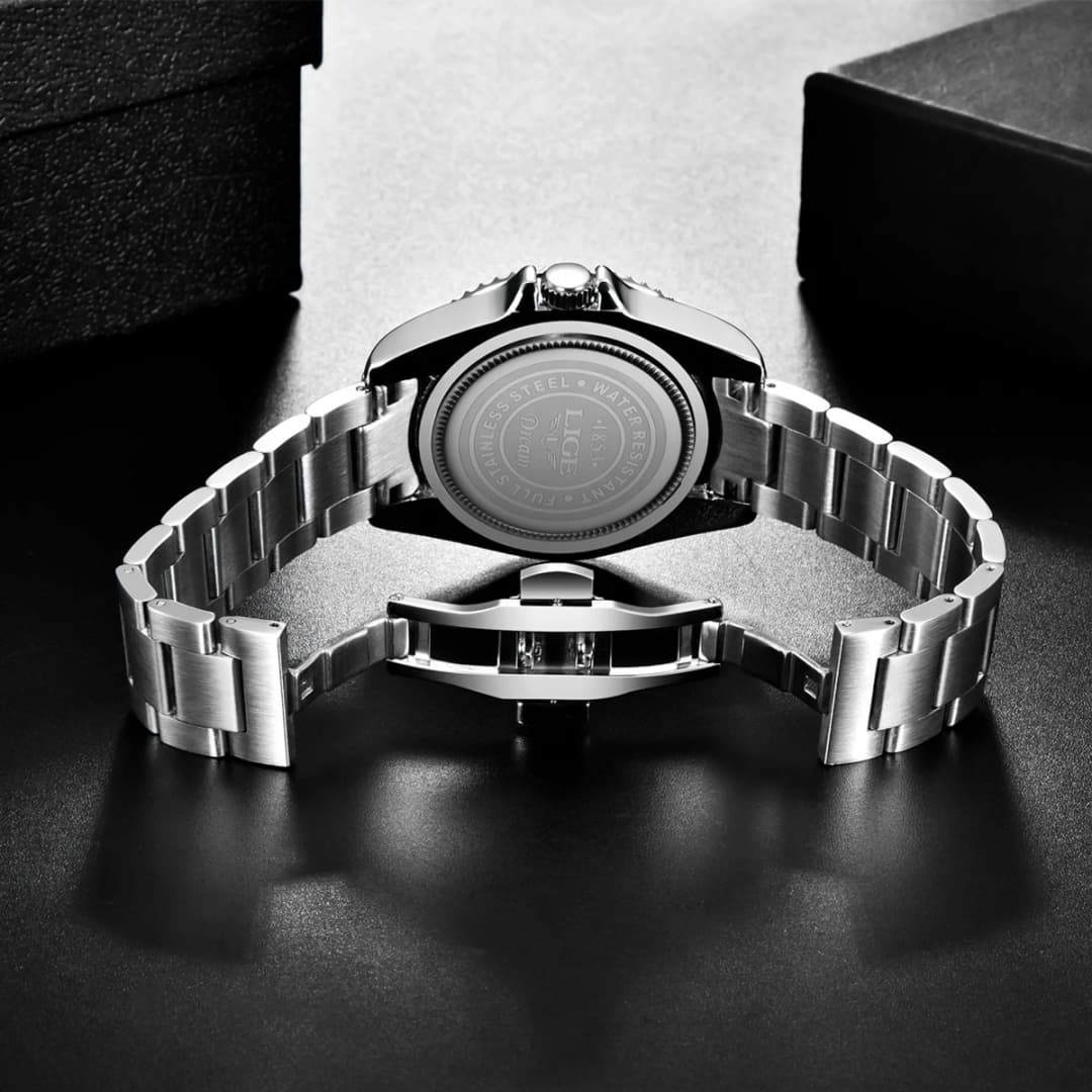 LIGE New Luxury Couple Watches Quartz Watches 30M Waterproof Fashion Stainless Steel Watch Valentine Gift Love Watch +Box - 5