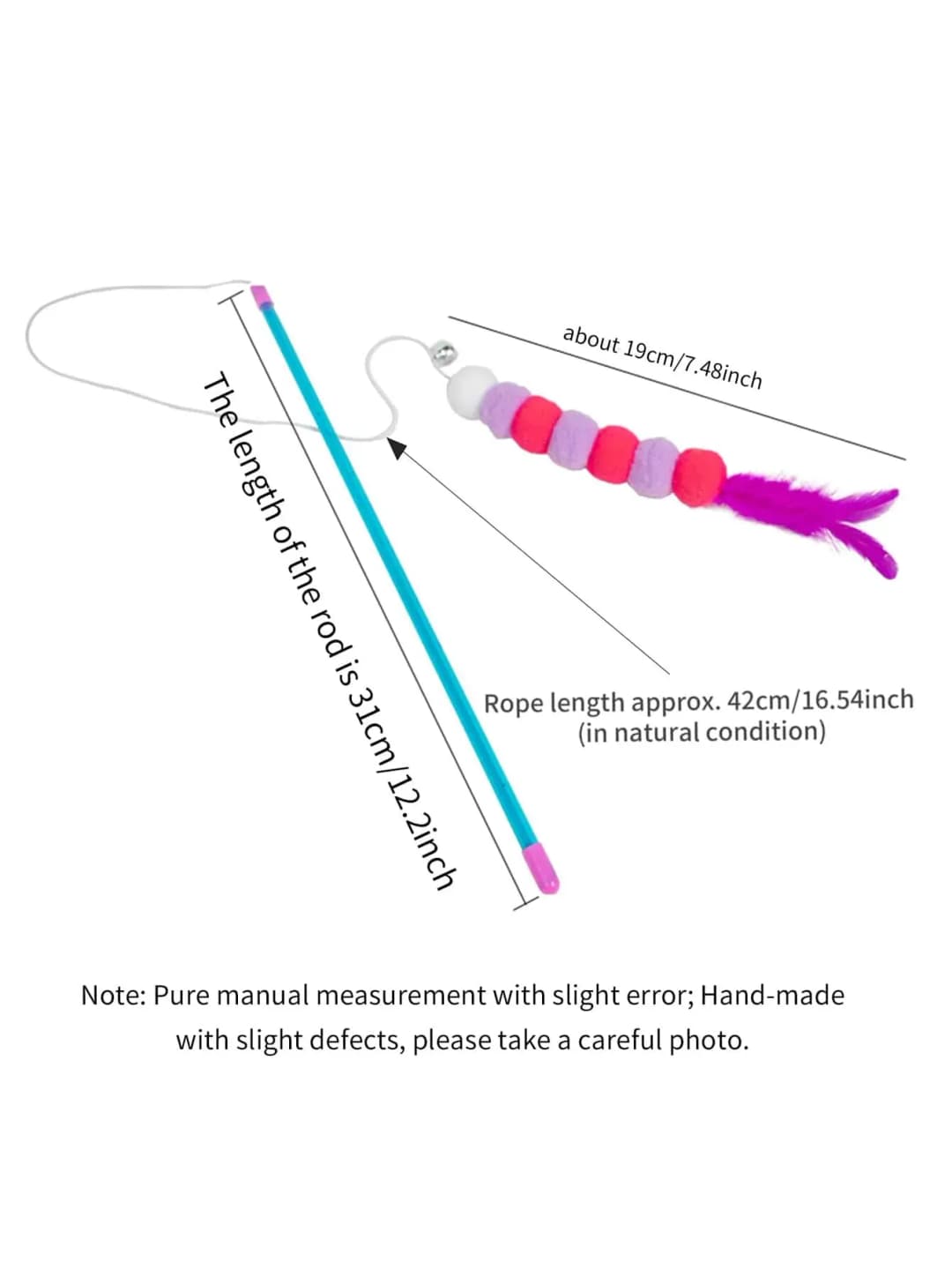 1 قطعة جديدة من خيط مرن تقليد الفراء حشرة مضحكة عصا القطط مناسبة للقطط - 4
