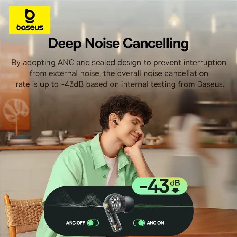 سماعات أذن لاسلكية حقيقية Baseus Bass EP10 NC مع إلغاء الضوضاء -43dB بلوتوث 6.0 سماعات أذن لاسلكية مع 4 ميكروفونات ENC - 2