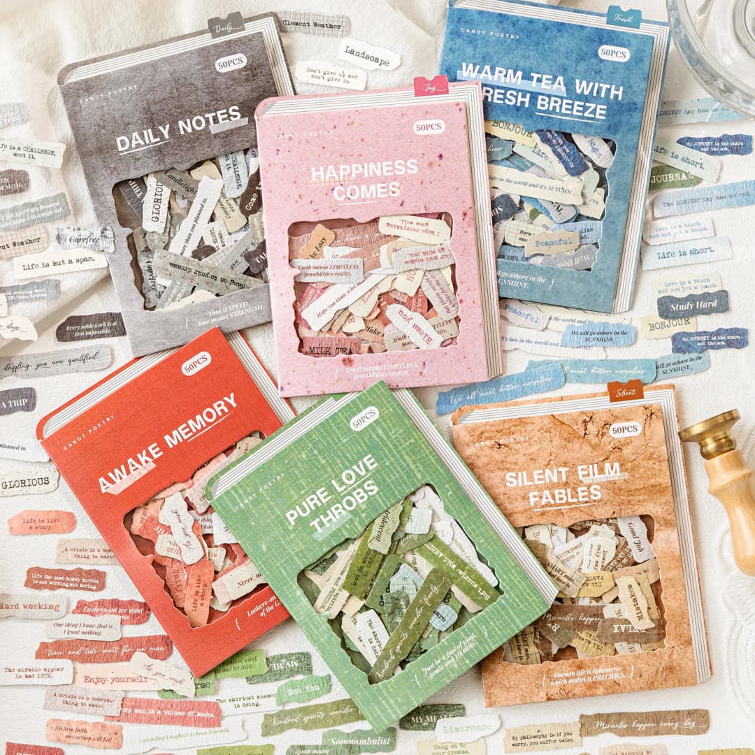 50 ملصق مجلة إنجليزية خمرية، لصنع سجل القصاصات والمذكرات وألبومات الصور، لوازم مكتبية - 3