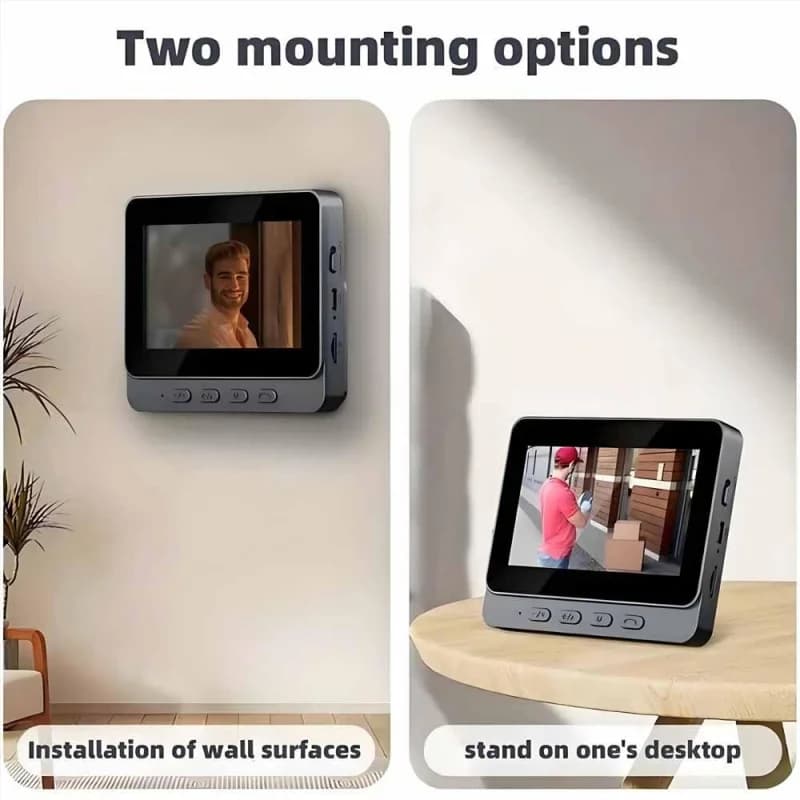 جرس باب ذكي WiFi 2.4G لاسلكي، كاميرا إنتركوم فيديو، رؤية ليلية، شاشة HD 4.3 بوصة لأمان المنزل والشقة - 4