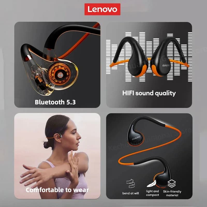 Lenovo-X7 التوصيل الهواء سماعة ، سماعات بلوتوث لاسلكية 5.3 ، التوصيل العظام ، سماعة الرياضة ، في الهواء الطلق سماعات الأذن ميك ، الأصلي - 3