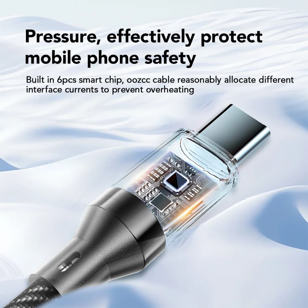 كابل شحن سريع جدًا من النوع C إلى النوع C بقوة 120 واط مع شاشة LED، كابل بيانات USB إلى النوع C لهواتف آيفون وهواوي وأوبو وفيفو - 5