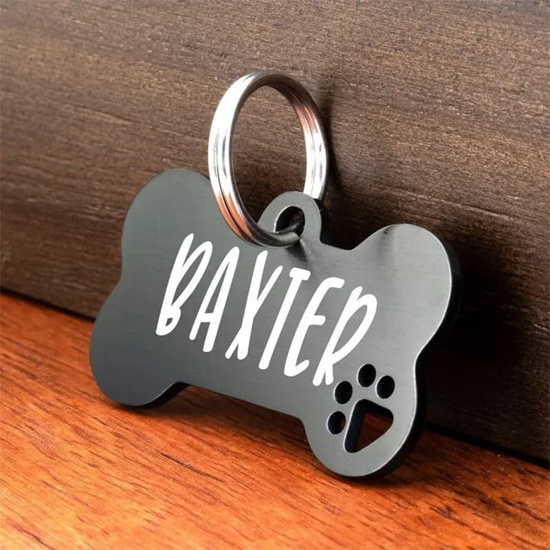 Stainless steel Personalized Engraving Anti-lost Dog ID Tag Customized Pet Name Puppy Collar Dog Cat Bone Tags Pet Supplies - 5
