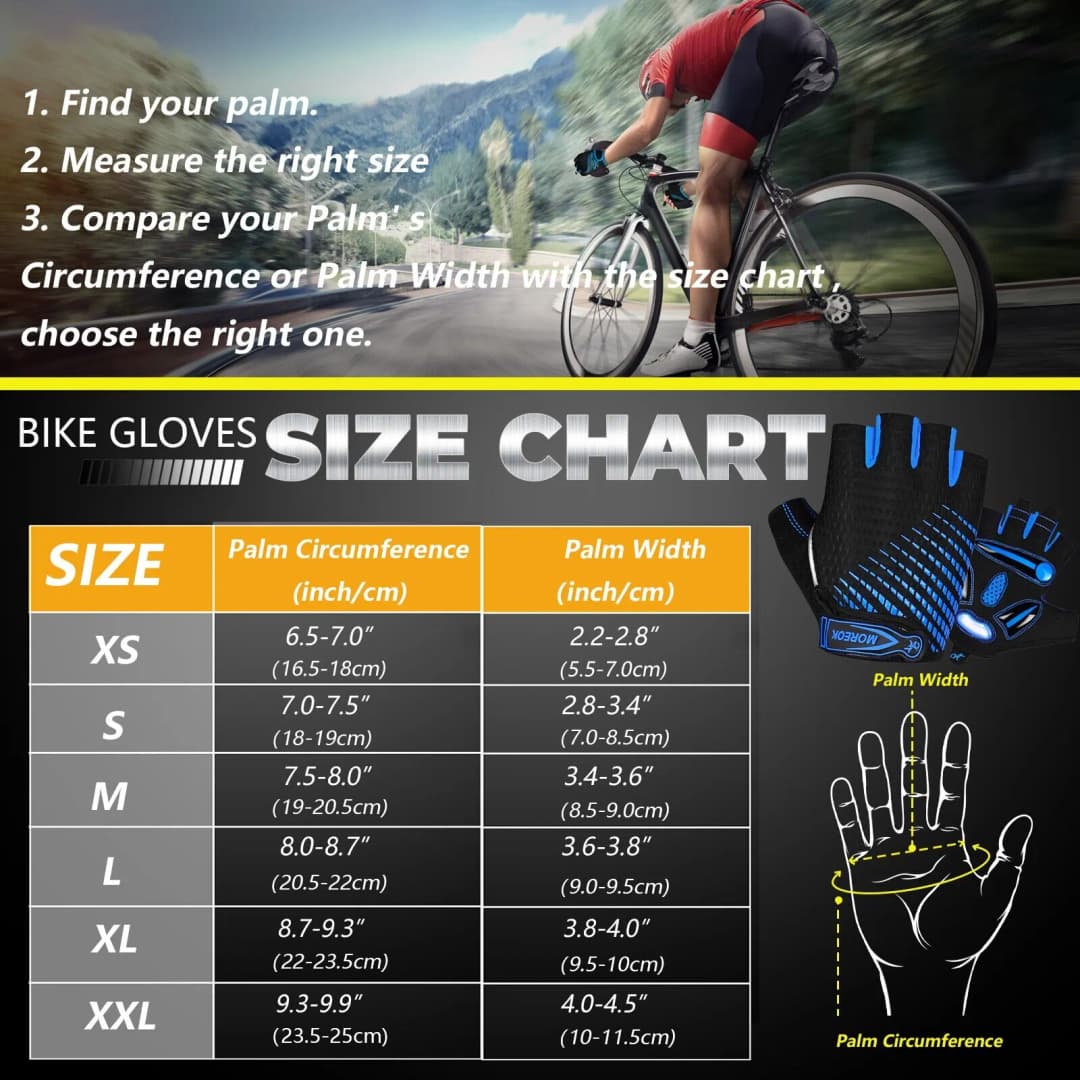MOREOK Cycling Gloves,Breathable Bicycle Gloves,5MM Gel Pads Non-Slip Mountain Bike Gloves MTB Road Biking Gloves for Men Women - 6