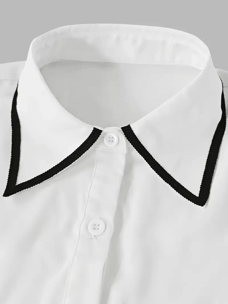 قميص طويل الأكمام للسيدات، تصميم أنيق بربطة عنق وياقة، مناسب للاستخدام اليومي - 4