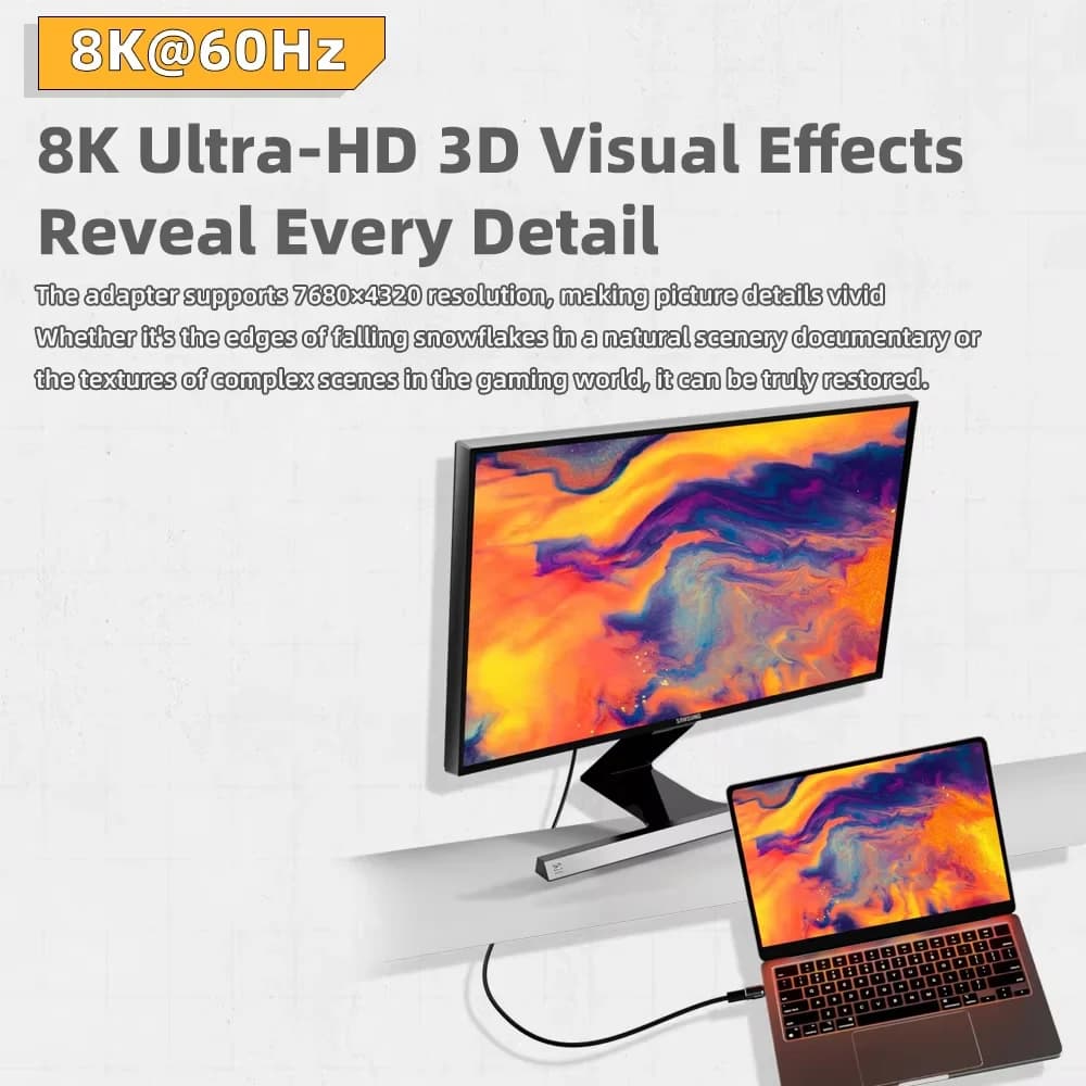 كابل محول شحن مغناطيسي سريع USB4 240 واط 80 جيجابت في الثانية، Thunderbolt4/3، يو إس بي C إلى Type-C، 8K@60Hz، محول OTG USB C - 5