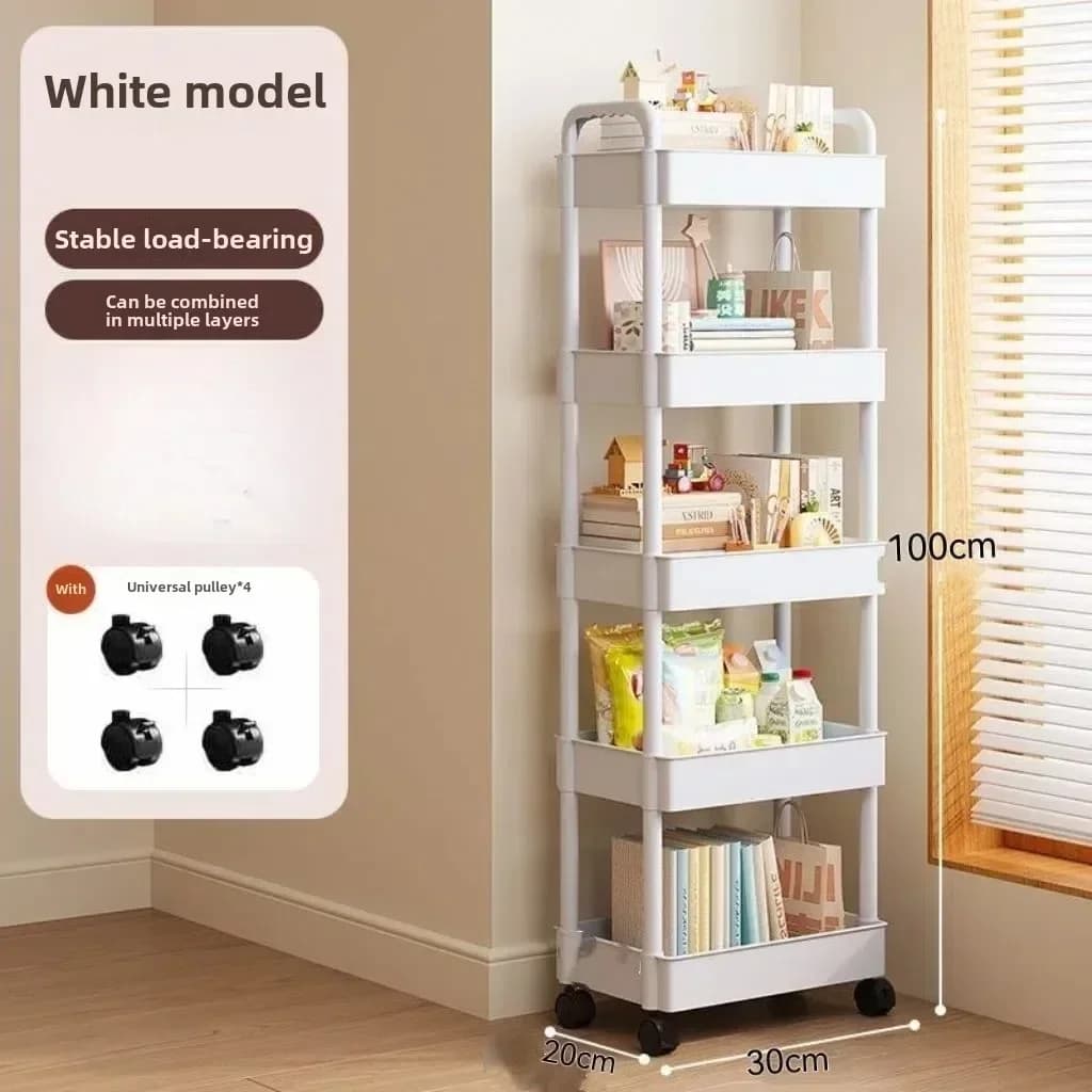 Multifunctional Storage Cart With Open Shelves Space Saving Utility Rack For Kitchen Bedroom Book Display Household Organizer - 2