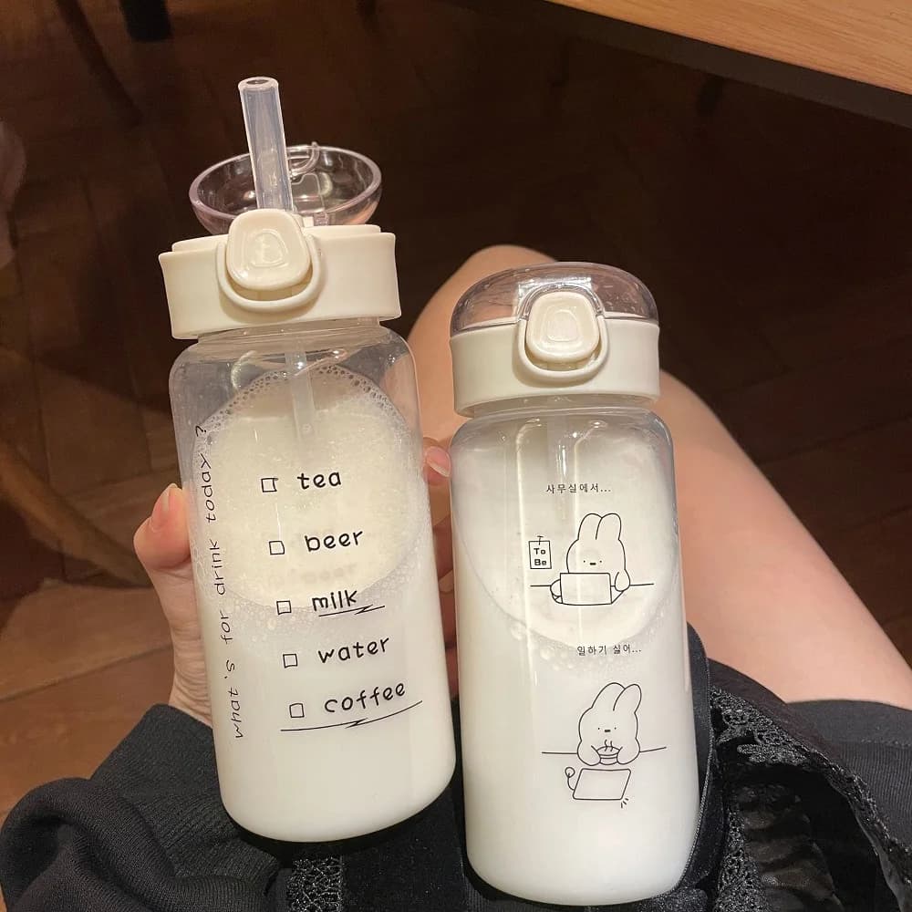 1PC Transparent Simple Sports Water Cup PC Plastic Bouncing Straw Portable Drop resistant Cup Creative water bottle sports hydr - 4