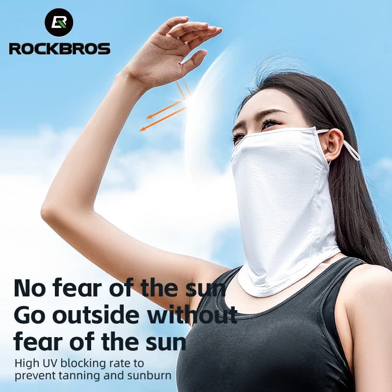 ROCKBROS Summer Ice Silk Cycling Face Mask Breathable Anti-UV  Bike Face Neck Cover Bandana MTB Road Sports Hanging Ear Scarf - 4