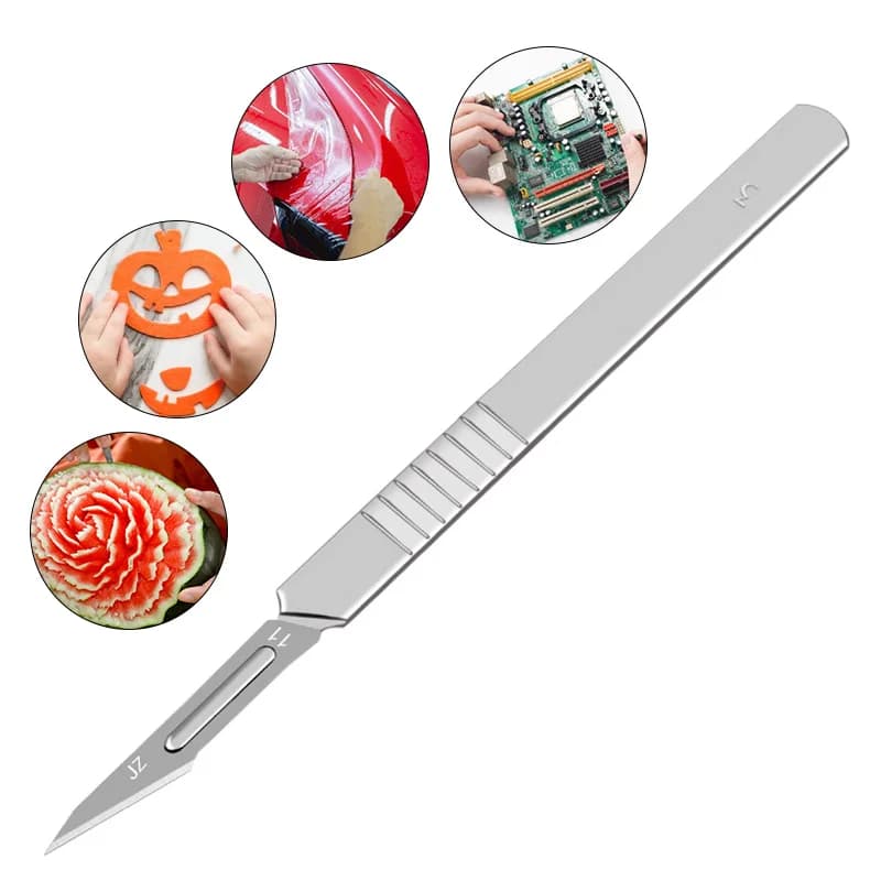 10 قطع شفرات مشرط جراحي من الفولاذ الكربوني 11# 23# + 1 مقبض مشرط أداة قص يدوية لإصلاح لوحات الدوائر المطبوعة سكين جراحي للحيوانات - 5