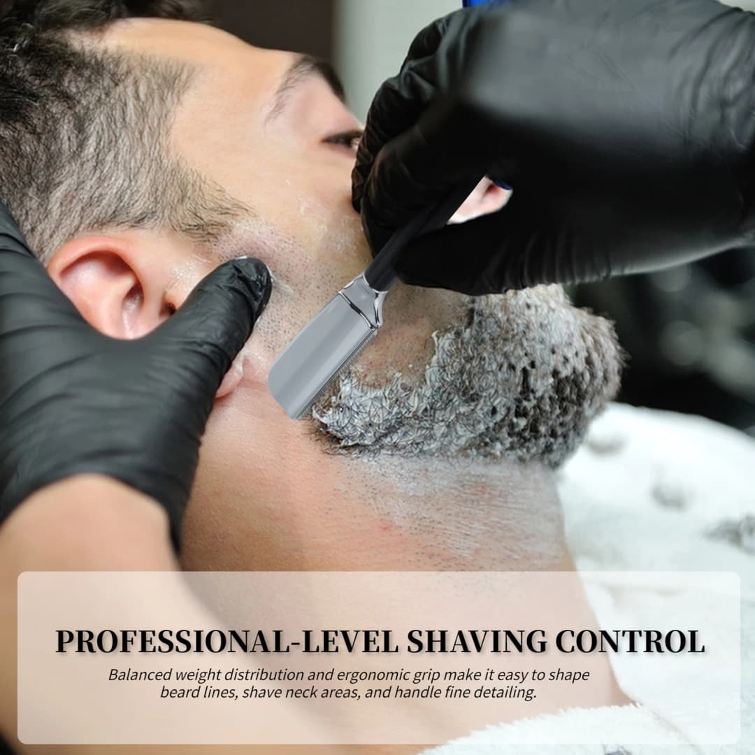 شفرة حلاقة جديدة احترافية للحية، شفرة حلاقة مستقيمة، أدوات إزالة الشعر للرجال، مقبض خشبي، قبضة مقاومة للانزلاق للحلاقة المنزلية - 4