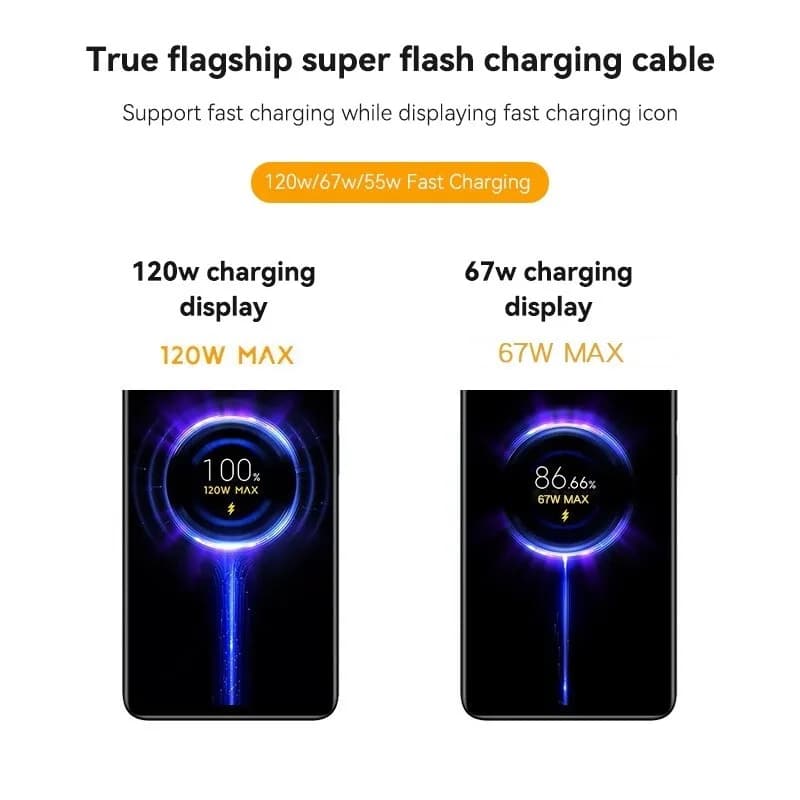 كابل Xiaomi الأصلي USB Type C 120W 67W شاحن توربو سريع Mi 15 14 13 12T Pro 12 11 Ultra Poco X6 X7 Redmi Note Black Shark 5 - 6