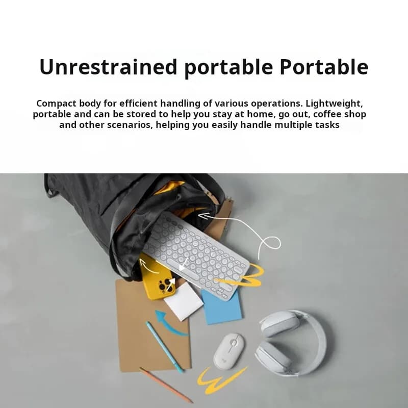 لوحة مفاتيح Logitech PEBBLE KEYS 2 K390 لاسلكية، رقيقة ومحمولة، بلوتوث، مناسبة للمكتب والكمبيوتر المحمول والسطح المكتب - 6