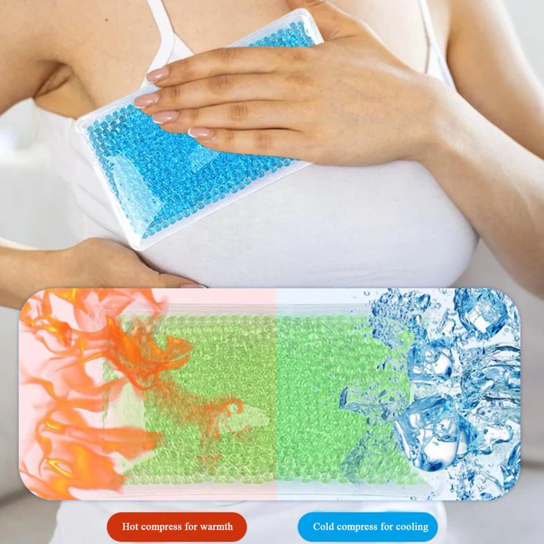 Gel Ice Packs Square Hot/Cold Gel Bead Migraine Wrap Ice Pack for Shoulder Neck Elbow Back Arm Knee Recovery Cooling Ice Wrap - 2