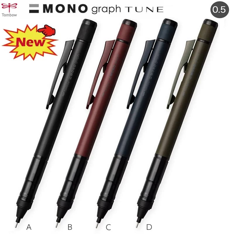 قلم رصاص ميكانيكي Tombow Monograph Tune، 0.5 مم، ضغط/هز للكتابة المستقرة، لا ينكسر بسهولة، أداة للرسم والكتابة والتصميم