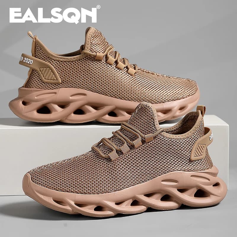 Men Sports Running Black Jogging Shoes Casual Sneakers Brown Outdoor Breathable Mesh Women Light Shock-absorption Black Tennis - 6