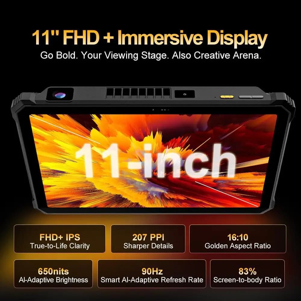 العرض العالمي الأول لجهاز Blackview Active 12 Pro اللوحي المتين مع بروجيكتور 11 بوصة، أندرويد 15، 16 جيجابايت، 1 تيرابايت، 30000 مللي أمبير، معالج Dimensity 7300 - 3