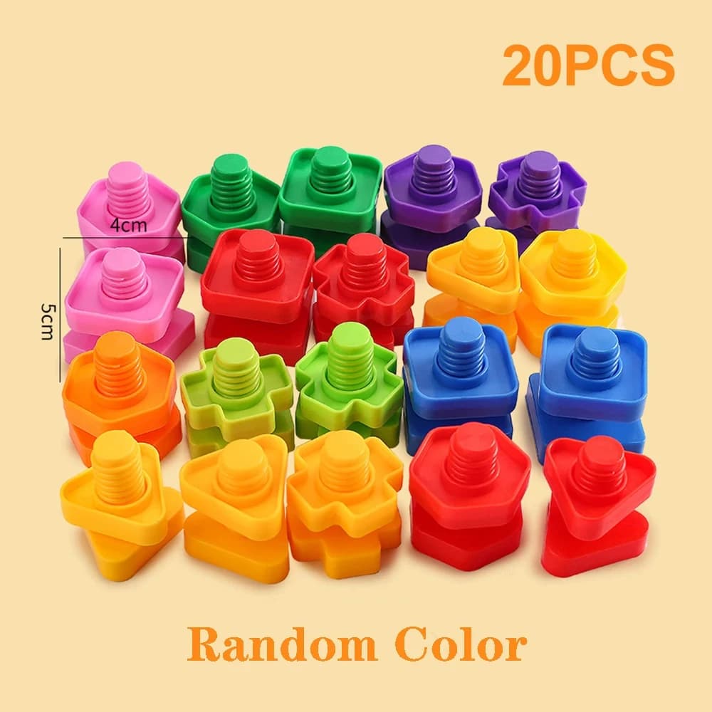 10/20pcs Set Screwing Building Blocks Creative Mosaic Puzzle Toys for Children Plastic Insert Nut Shape Boys Educational Toy - 6