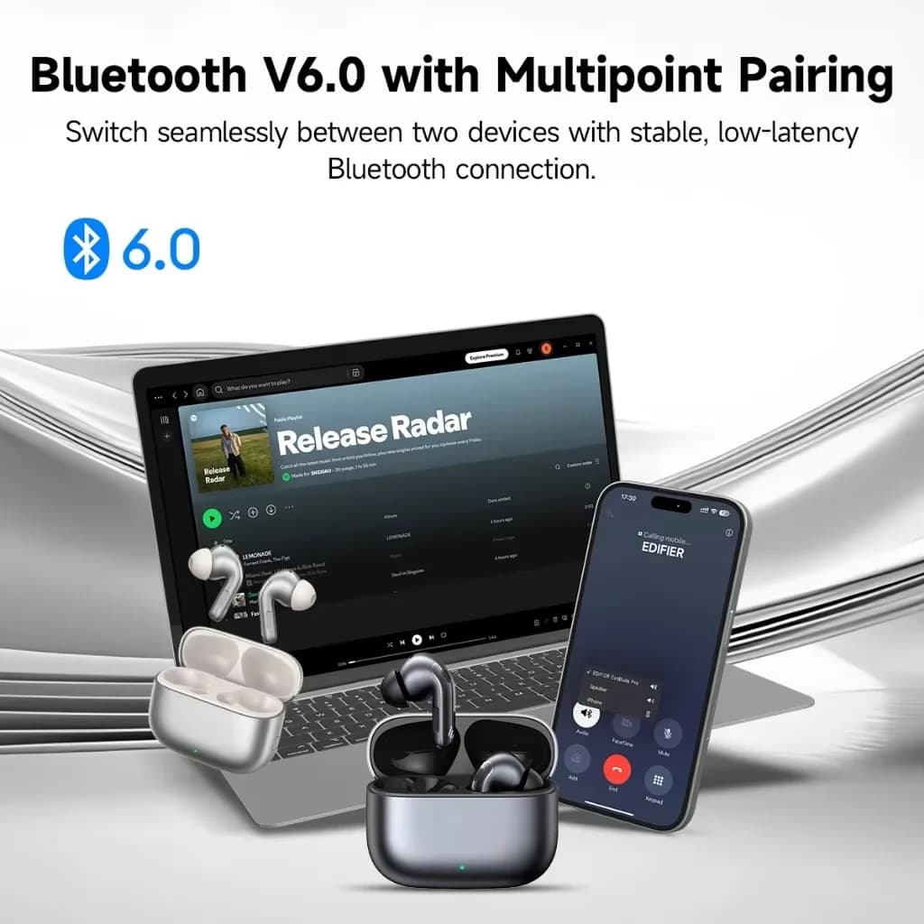 Edifier Evobuds Pro True Wireless Noise Cancelling Earbuds Bluetooth V6.0 IP54 LDAC Hi-Res Audio Hybrid ANC AI Voice Translation - 6