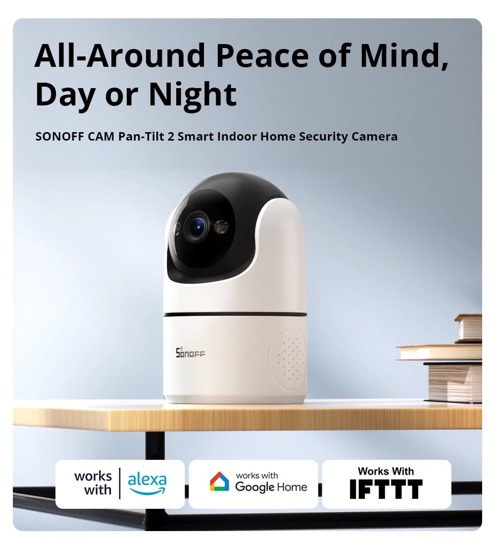 SONOFF CAM Pan-Tilt 2 Smart Indoor Home Security Camera Night Vision 360° Panoramic Human Detection & Motion Detection via Alexa - 2