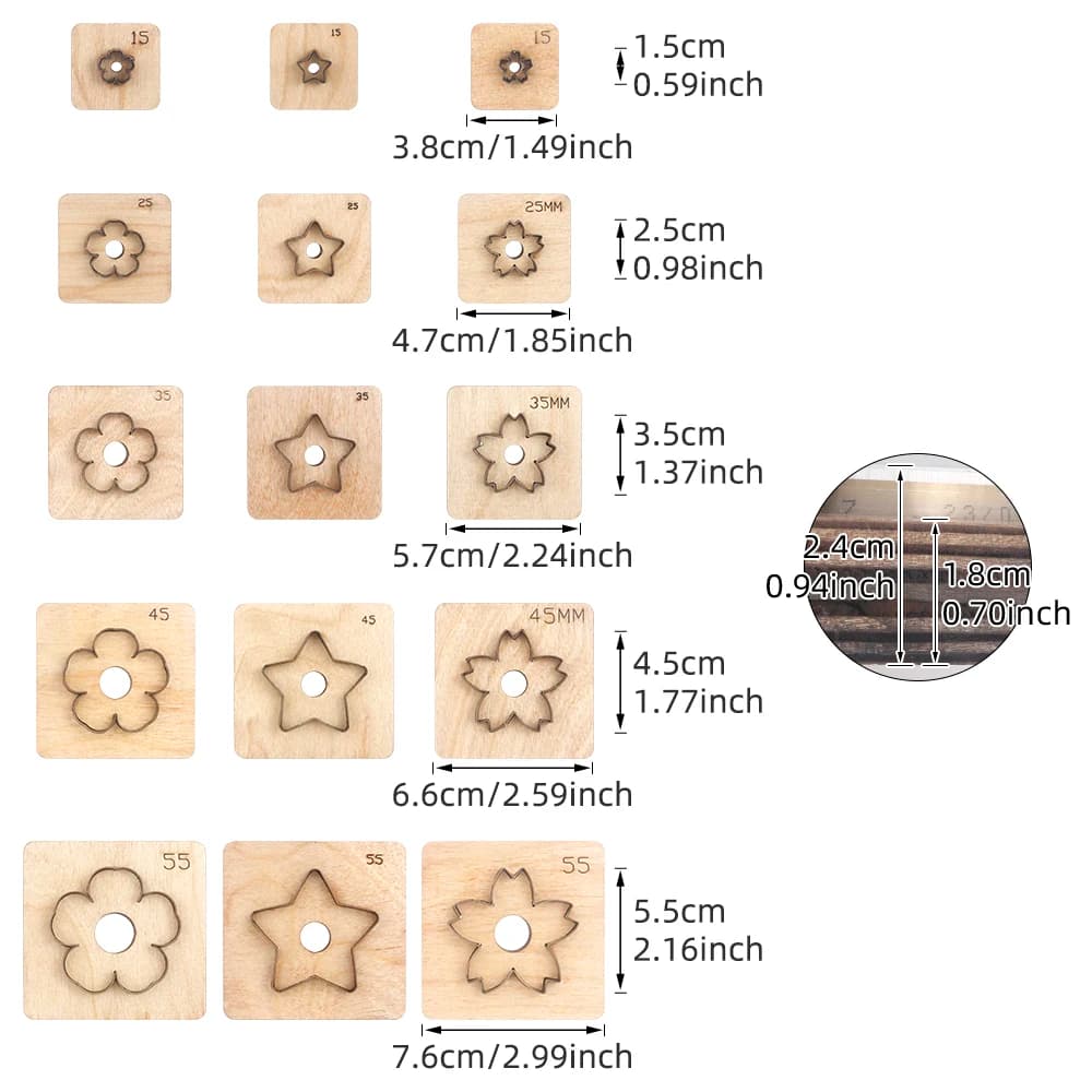 Sakura,Flower,Five-Pointed Stars Leather Die Cut, Steel Rule Punch Mold, DIY Metal Die Cutter Punch Crafts Kraft Tool(2.5-5.5cm) - 6