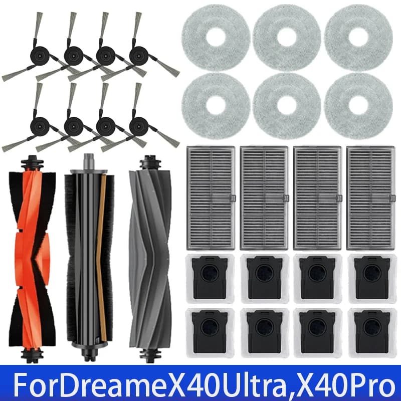 Dreame L40 ultra / X40 Ultra Robot Vacuum Accessories Dust Bags Mop Main Side Brushes Cloths HEPA Filters Spare Parts