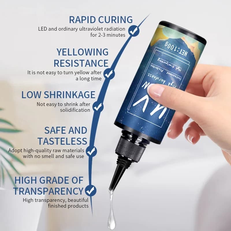 صمغ راتنج UV للمجوهرات التي تصنعها بنفسك ، راتنجات الايبوكسي ومصابيح فوق البنفسجية ، شفافية عالية ، تجفيف سريع ، صلابة عالية ، 20 جم ، 50 جم ، أو جي ، - 3
