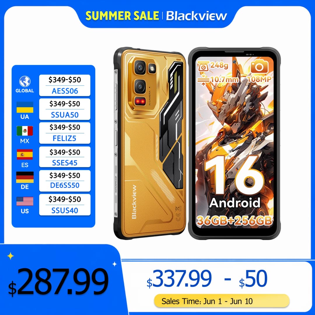 هاتف Blackview FORT 5 الذكي، شاشة 6.78 بوصة HD+ IPS، معالج MediaTek بذاكرة 12 جيجابايت + 256 جيجابايت، كاميرا 108 ميجابكسل، بطارية 5000 مللي أمبير، هاتف متين للاستخدام الخارجي