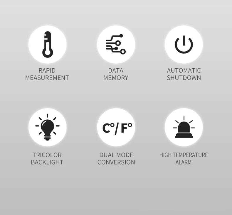 مقياس حرارة ليزر غير ملاصق لقياس درجة حرارة الجسم والأذن مقياس حرارة بالأشعة تحت الحمراء رقمي LCD مقياس نبض الأكسجين في الدم للأطفال والبالغين - 6