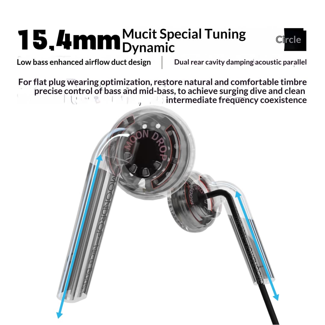 سماعات Moondrop Nice Buds 15.4mm مشغل ديناميكي كبير سماعات أذن مسطحة الرأس 3.5mm ستيريو سلكية سدادات أذن مسطحة الرأس Bass Boost - 5