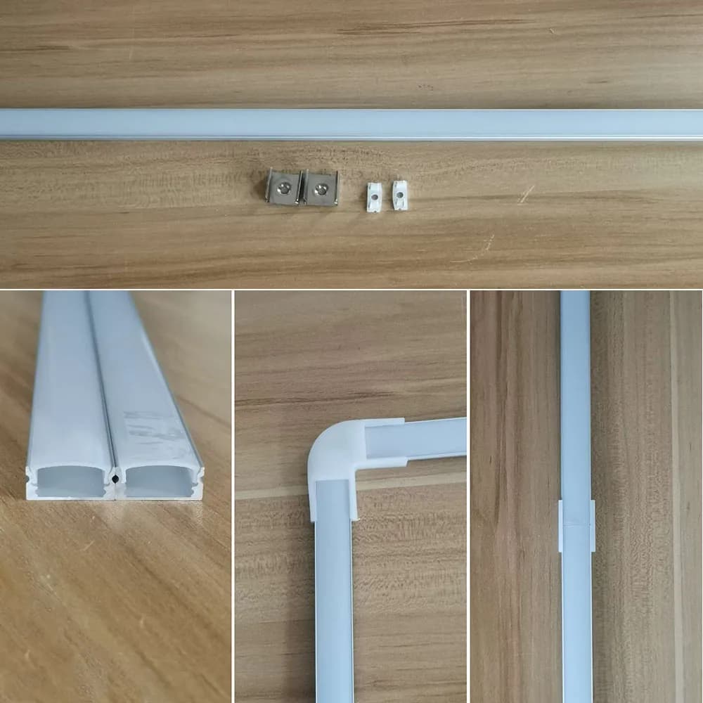 50cm Aluminium Channel for Led Strip U Style V Shape Aluminum Profile with Diffuser Milky PC Cover,LED Bar Strips Light Holder - 6