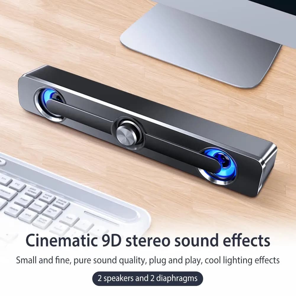 Salange PC Sound Bar Bluetooth USB Wired Speakers Bar Stereo Speaker for Projector PC Laptop Phone Computer 3.5mm Aux Speaker - 4