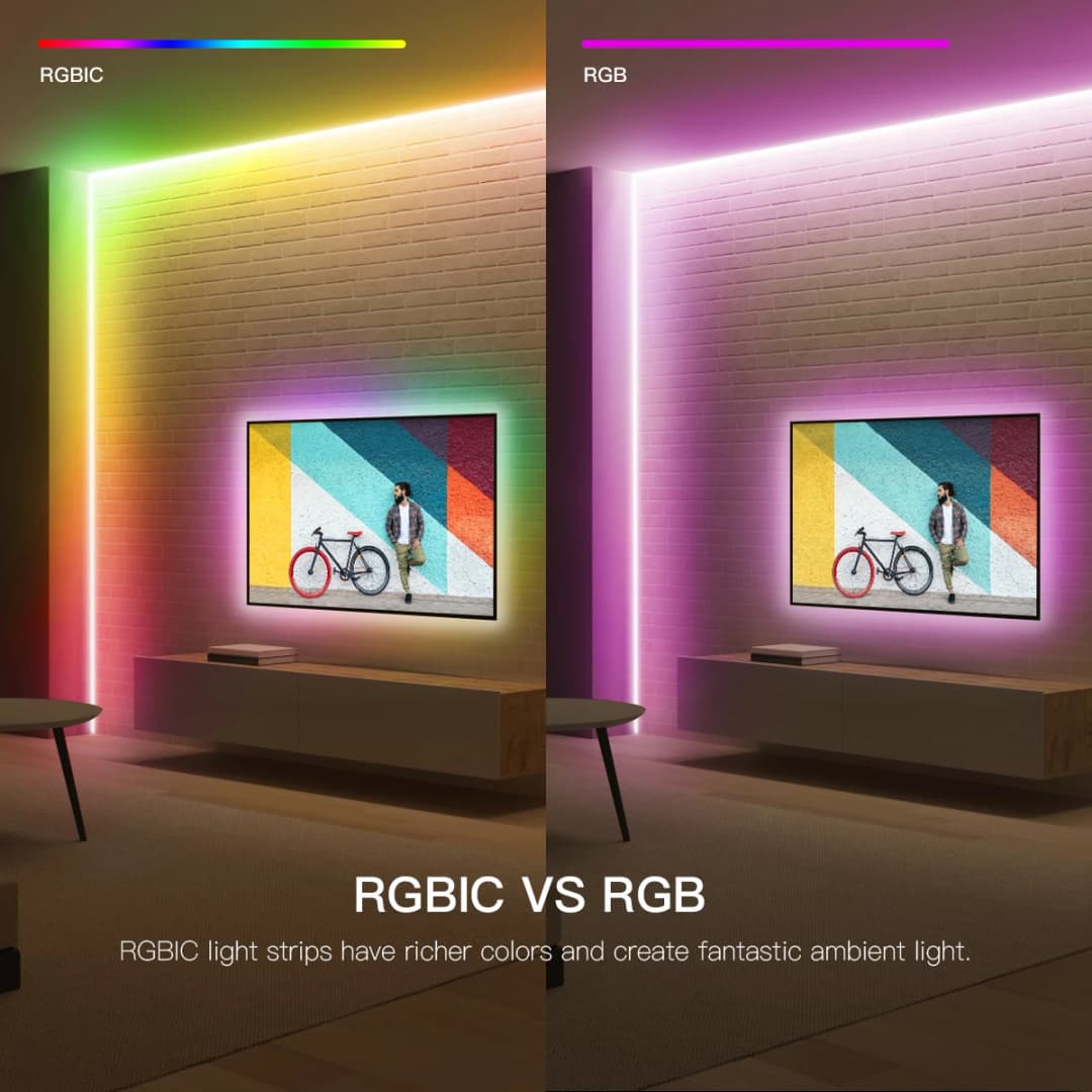 شريط إضاءة ليد ذكي من تيا واي فاي RGBIC COB قابل للعنونة WS2811 IC مرن RGB نيون ليد 12V تحكم بالتطبيق لأليكسا وجوجل - 4