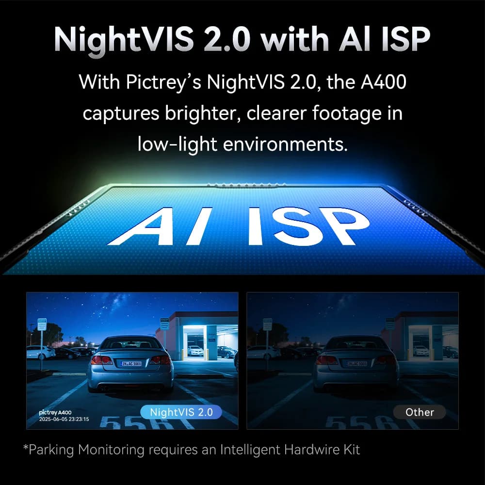 كاميرا داش للسيارة بيكتري A400 بدقة 4K - مع ADAS وواي فاي، شاشة IPS 1.9 بوصة، تدعم مراقبة الانتظار والرؤية الليلية - 4