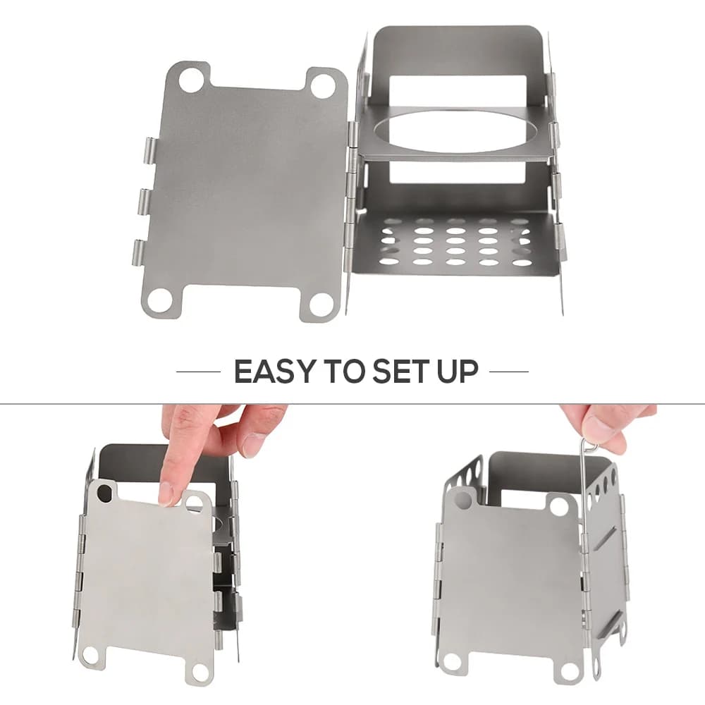 موقد خشب قابل للطي خفيف الوزن من التيتانيوم Lixada ، موقد جيب ، موقد كحول صغير للتخييم في الهواء الطلق ، والطبخ ، والنزهات - 3