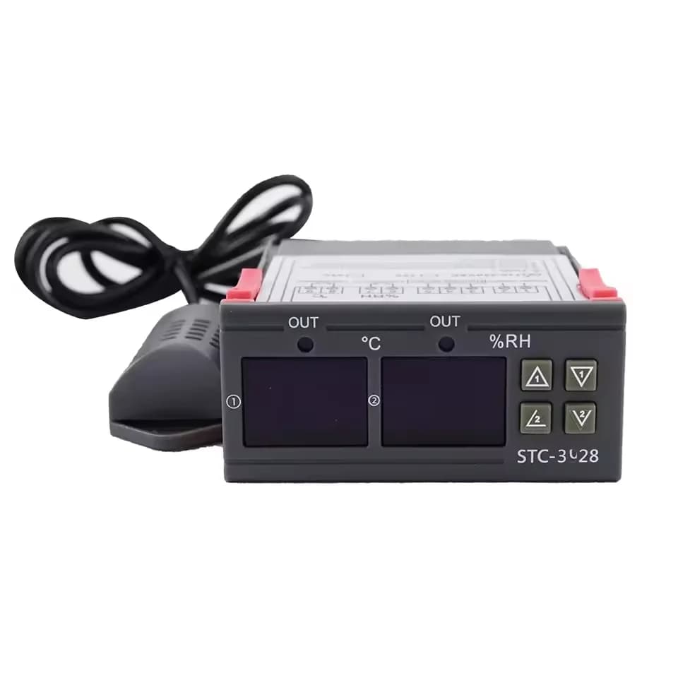منظم درجة الحرارة والرطوبة الرقمي المزدوج STC-3028 ميزان حرارة ورطوبة متحكم في الحاضنة تيار متردد 220 فولت تيار مستمر 12 فولت 24 فولت - 3