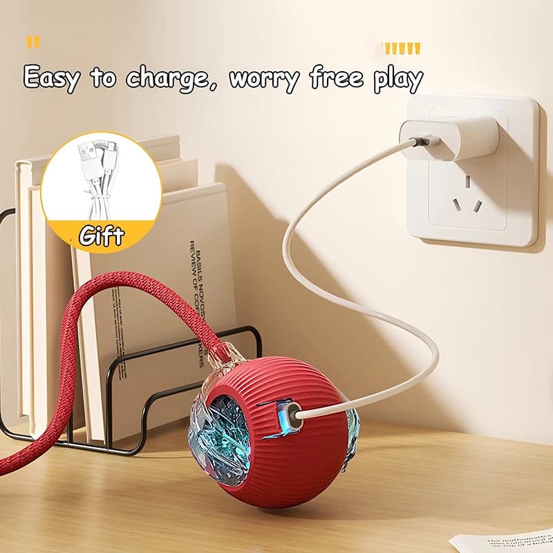 ألعاب كروية تفاعلية للقطط، كرة دوارة أوتوماتيكية، ذيل صناعي، قابلة لإعادة الشحن، لعبة كهربائية ذكية للحيوانات الأليفة، تدريب الكلاب والقطط، تقليد الماوس - 4